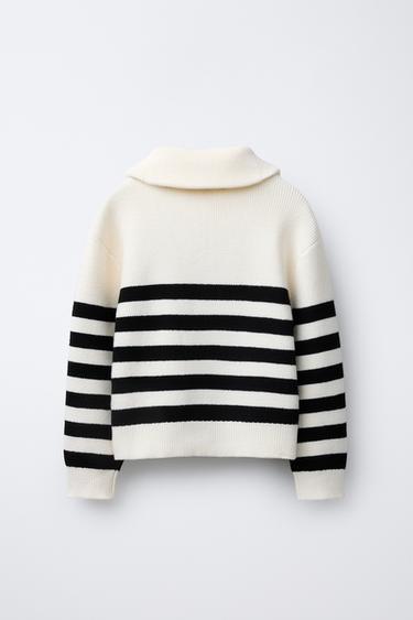 PULL EN MAILLE À RAYURES AVEC FERMETURE ÉCLAIR rayures ZARA France