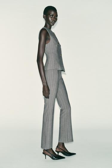 HERRINGBONE FLARE LEGGINGS WITH BELT - Grey by Zara - Image 2