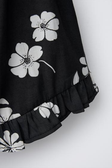 FLORAL SHORT PLAYSUIT - Black / Ecru by Zara - Image 3