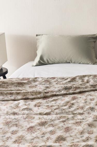 300 THREAD COUNT SATEEN FLORAL DUVET COVER — Beige 1