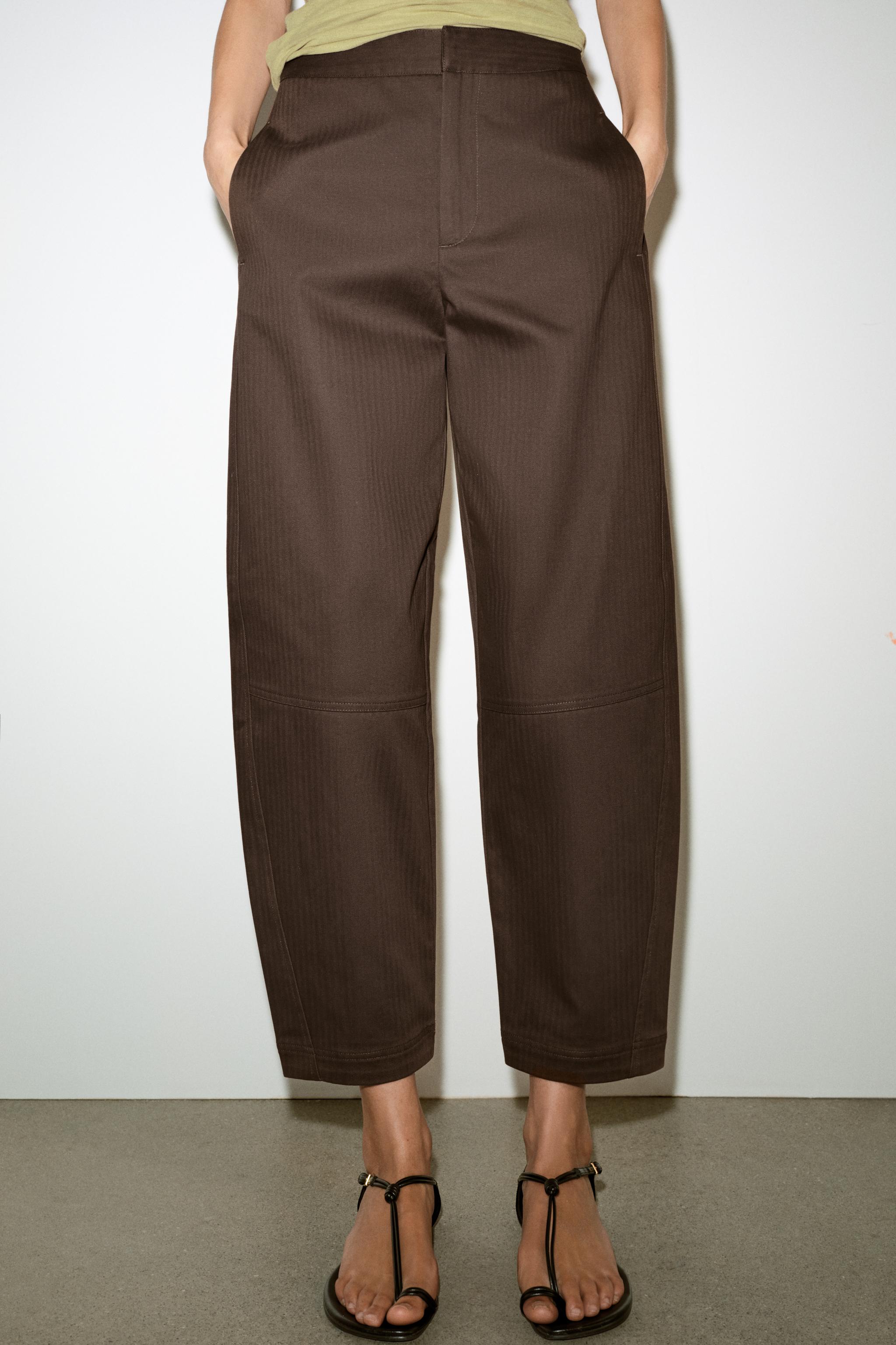 HERRINGBONE BARREL TROUSERS