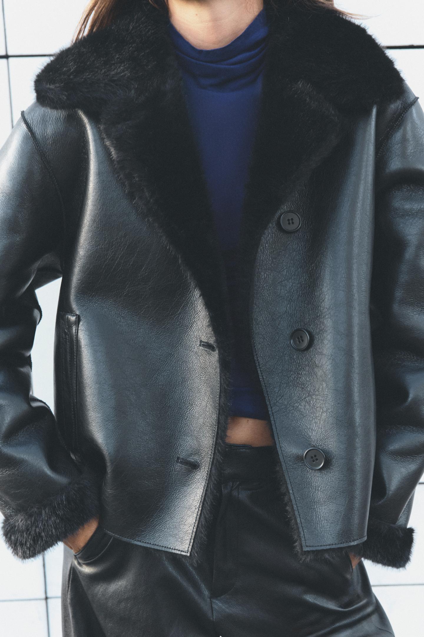 Женская куртка Zara Reversible Double-Faced, цвет: Чёрный — фото 8