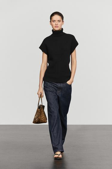 Zara Knit sweater with side vents - Black - Image 0
