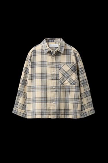 CAMISA ESTAMPADO CUADROS - Mostaza de Zara