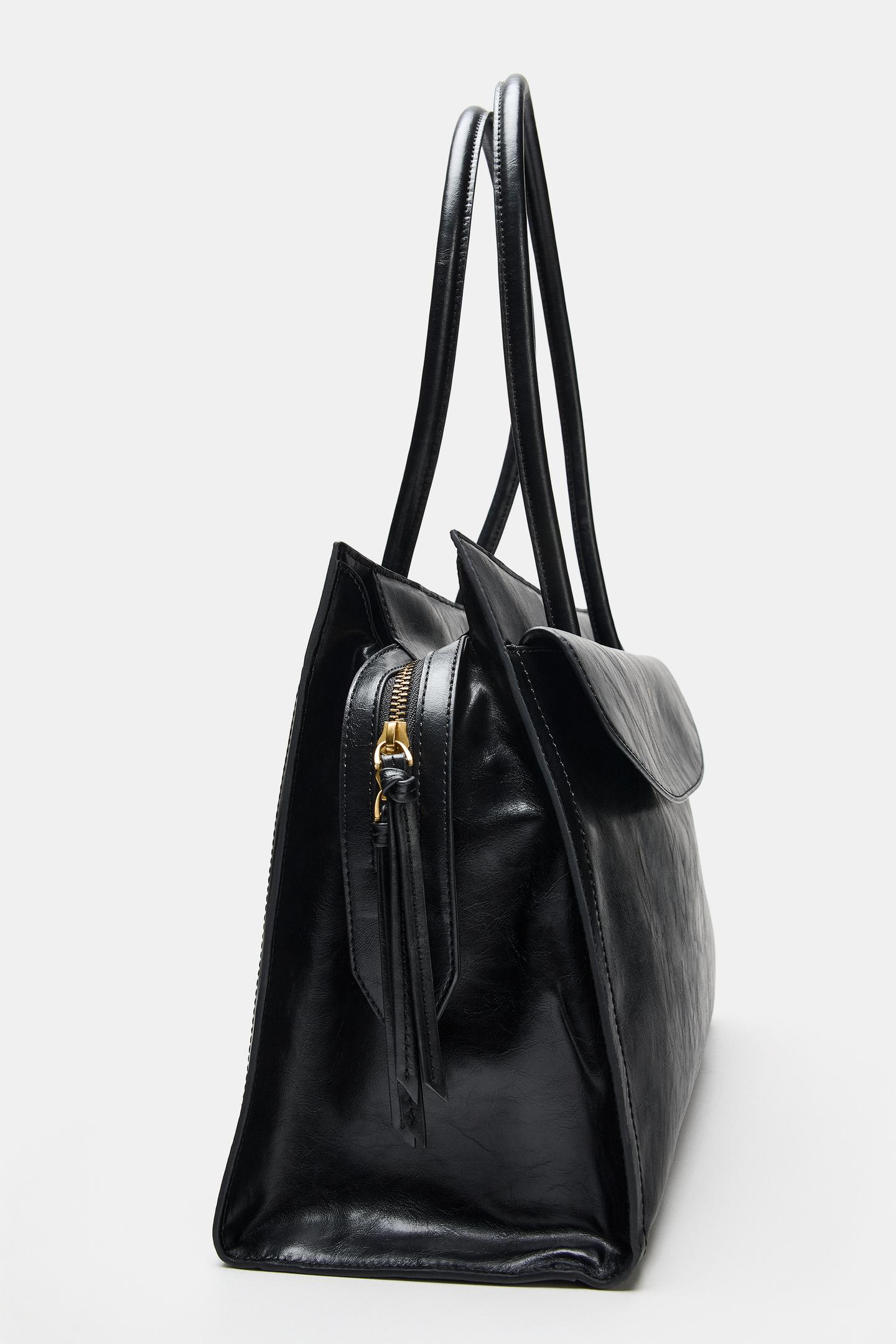 Женская сумка Zara Flap Shoulder, цвет: Чёрный — фото 6