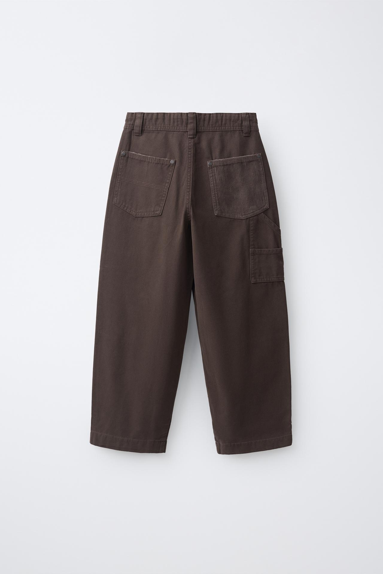 CANVAS CARPENTER PANTS — Chocolate brown