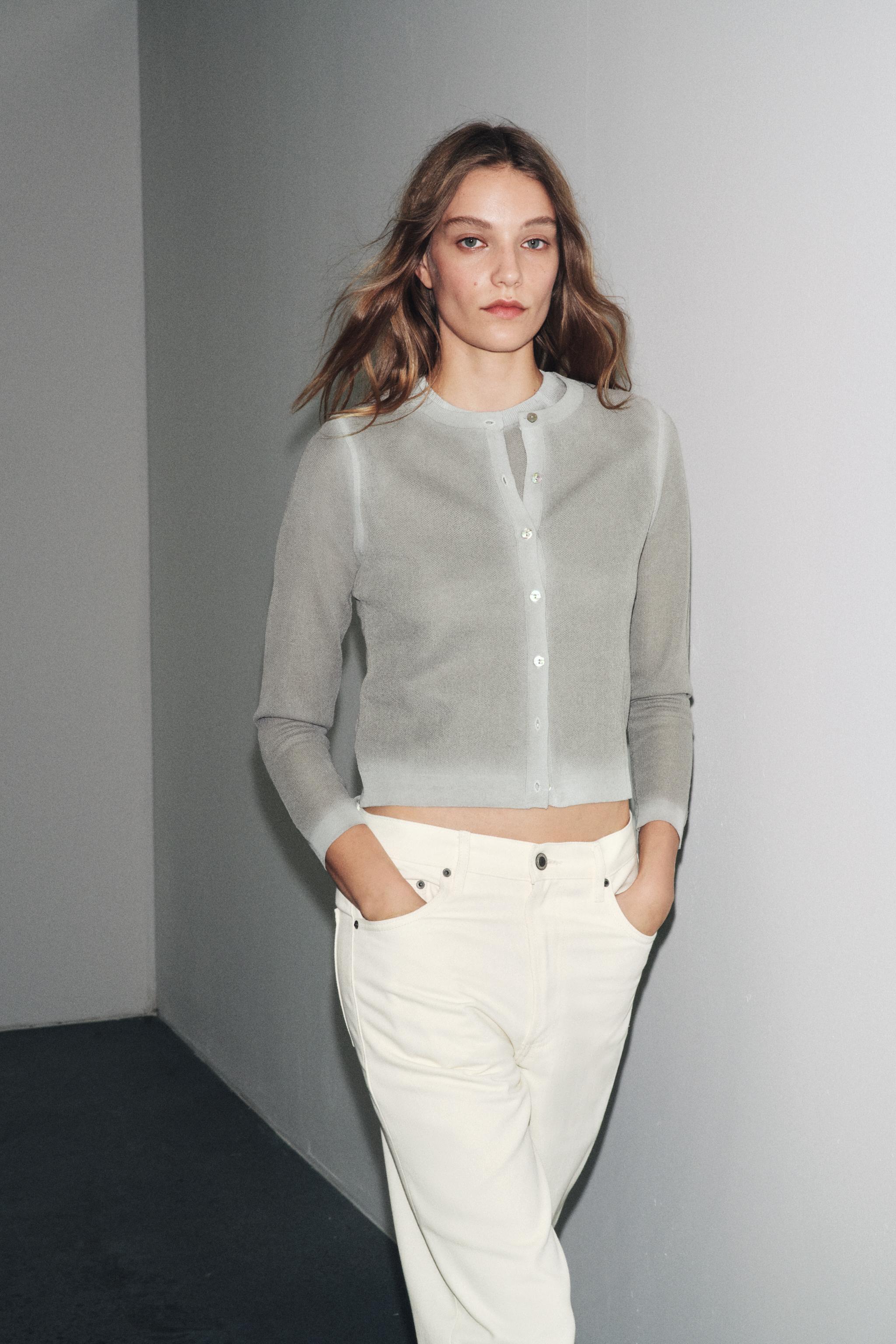 グラデーションエフェクトニットカーディガン - グレー | ZARA