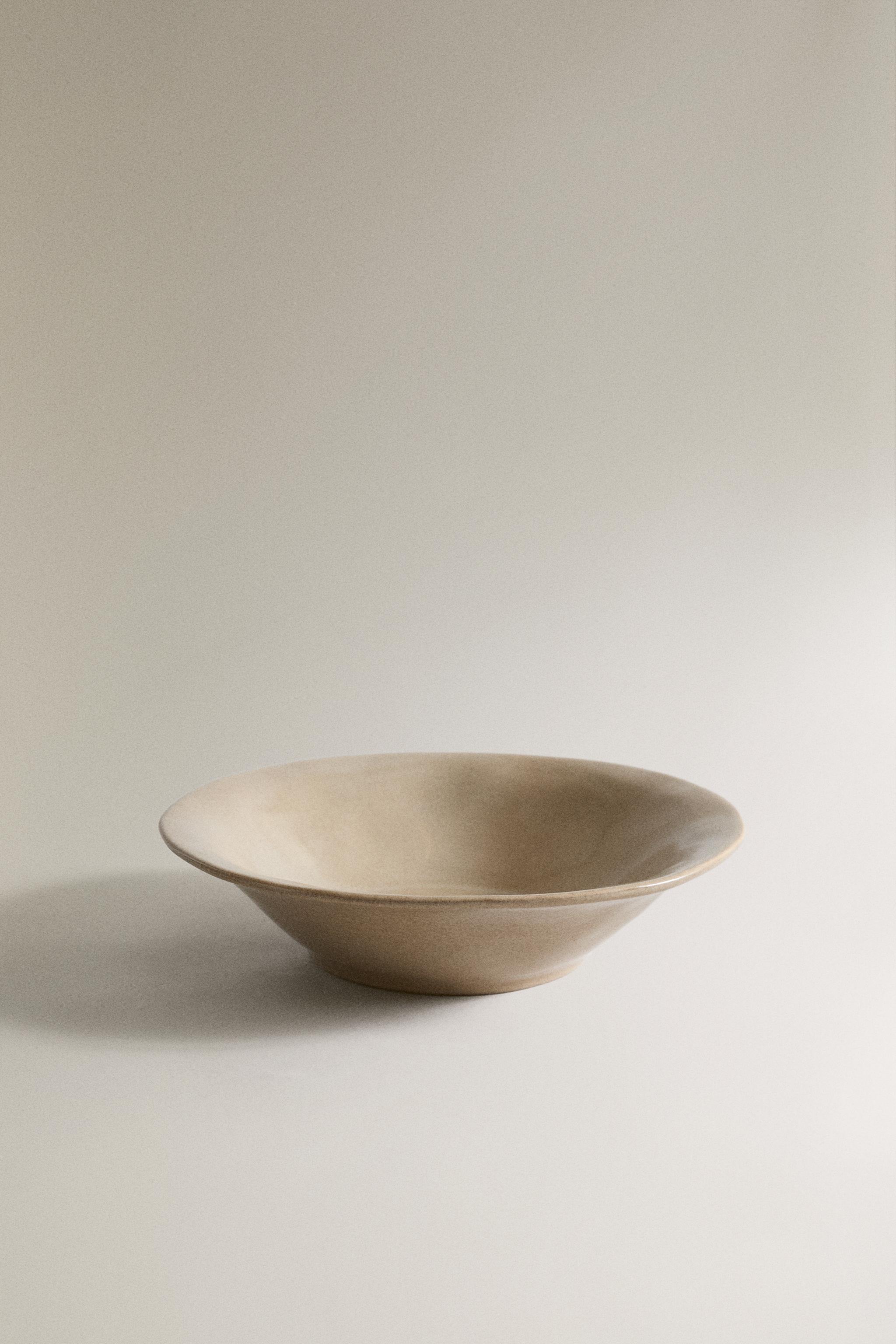 IRREGULAR STONEWARE BOWL — Taupe gray