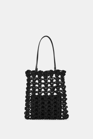 Zara CROCHET MINI TOTE - Black