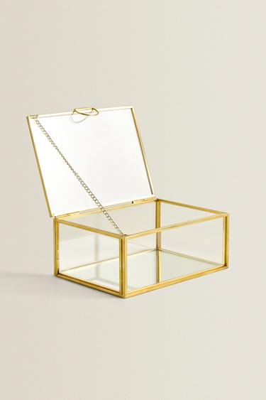 GLASS JEWELLERY BOX WITH METAL BORDER - Gold by Zara - Image 1