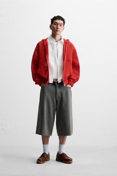 OPEN STRUCTURE HOODED JACKET - Red by Zara - Image 0