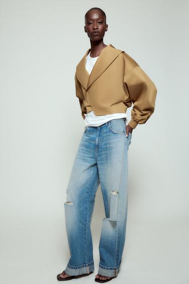 CHAQUETA CORTA CUELLO ENVOLVENTE ZW COLLECTION - Camel oscuro de Zara - Imagen 0