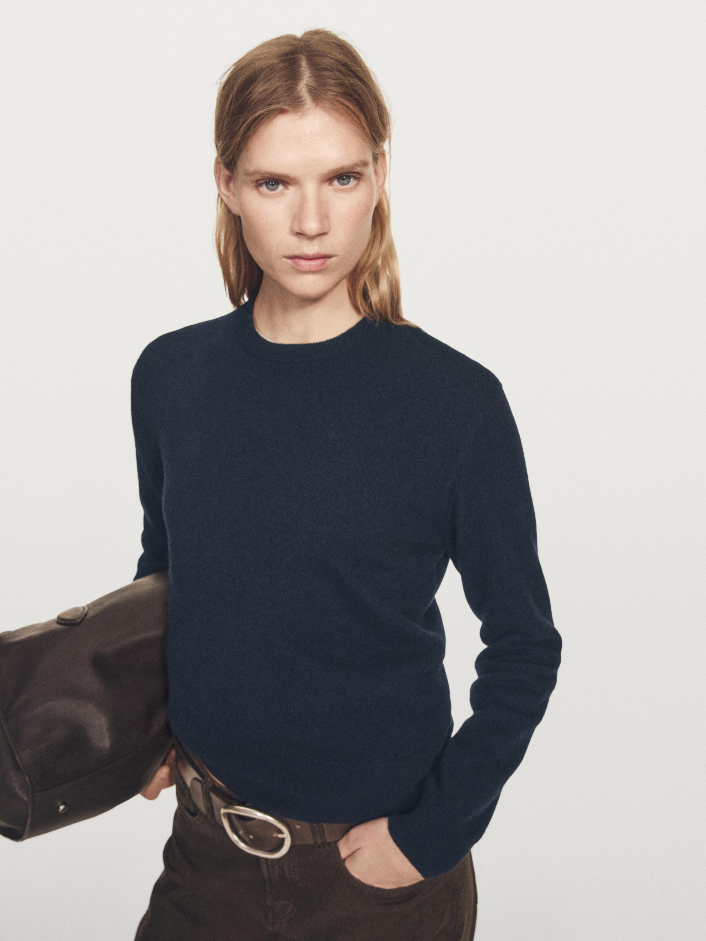Pull à col rond en maille de laine mélangée