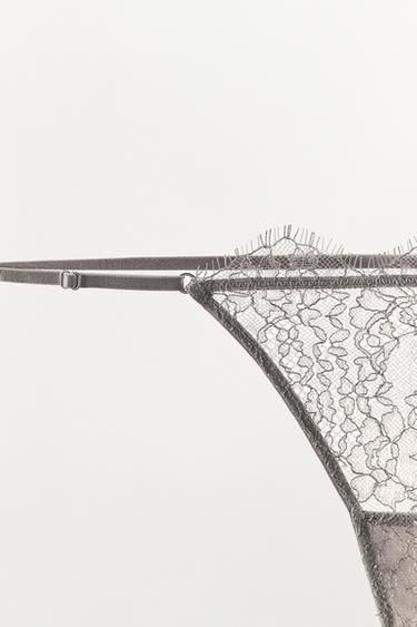 TANGA EN DENTELLE - Gris de Zara - Image 4