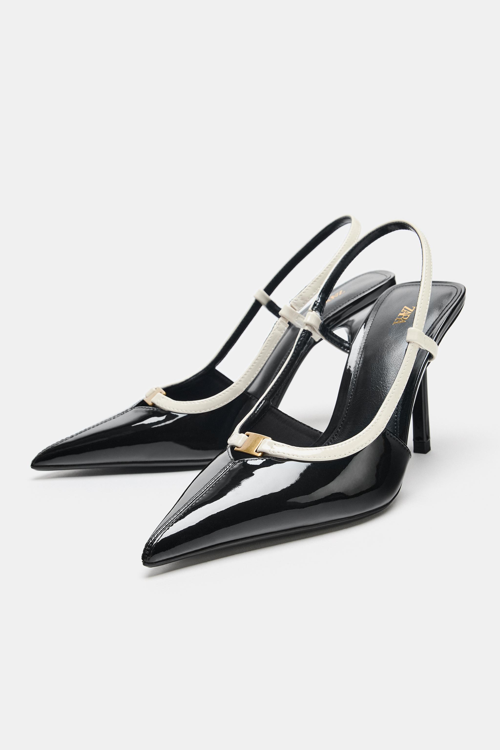 PATENT EFFECT SLINGBACK SHOES