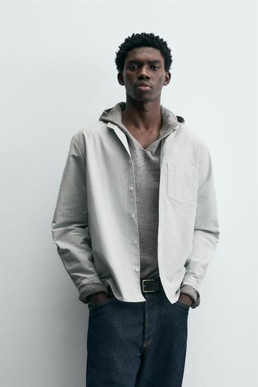 STRIPED TEXTURED OXFORD SHIRT - Green stripe by Zara