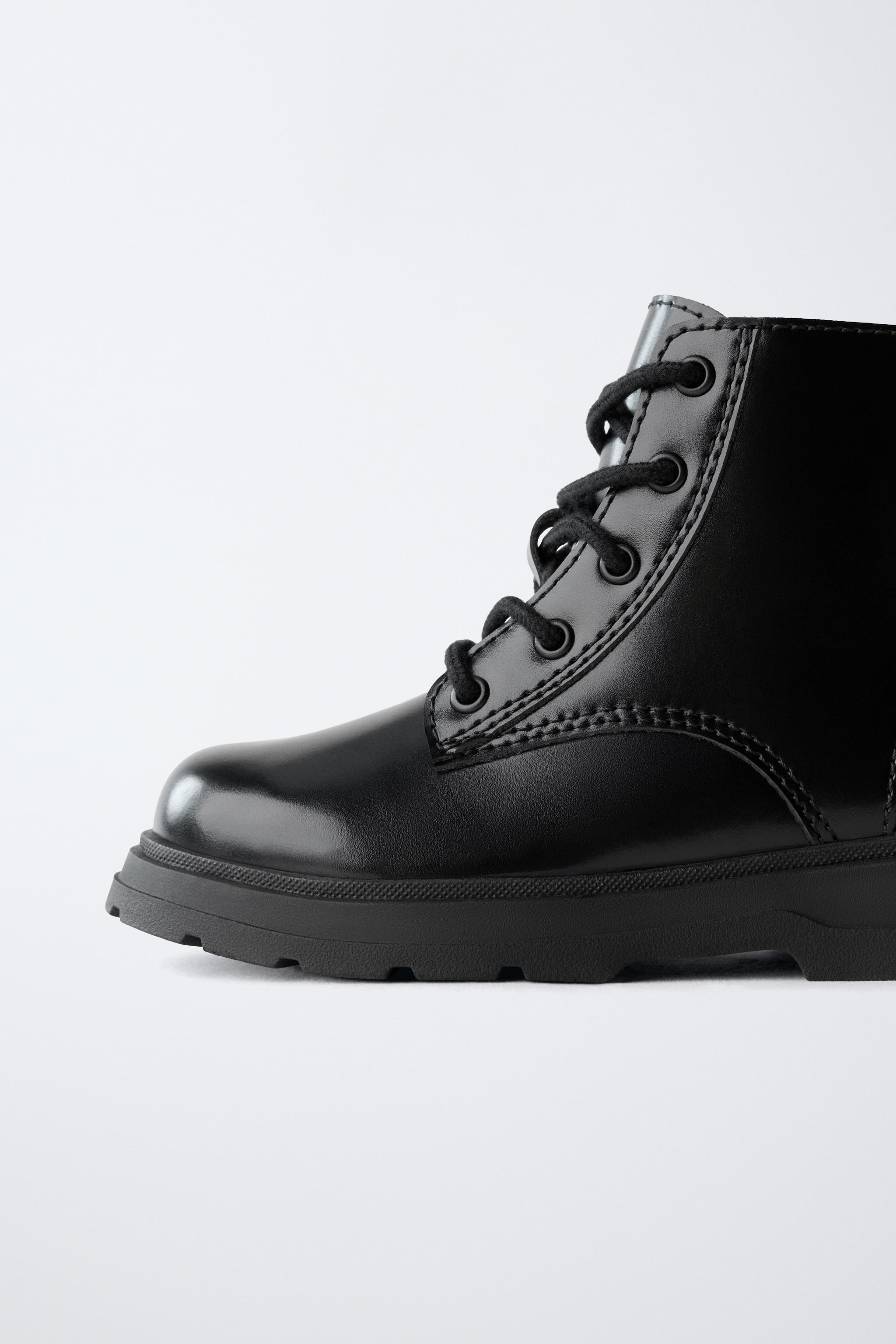 LACE-UP ANKLE BOOTS - Black | ZARA India