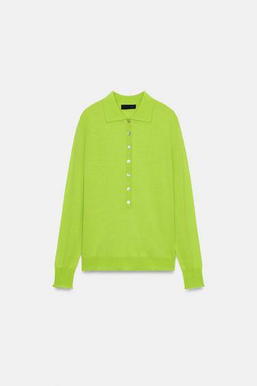 POLOSHIRT AUS FEINSTRICK MIT WOLLE - Limettengrün von Zara