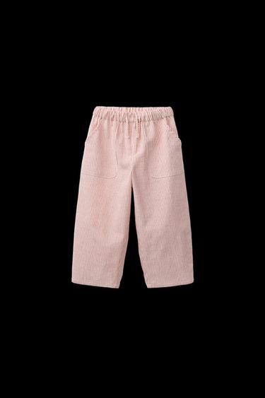 BAGGY TROUSERS WITH COTTON AND LINEN - White / Red by Zara