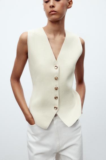 EINFARBIGES STRICKTOP - Mittelbeige von Zara