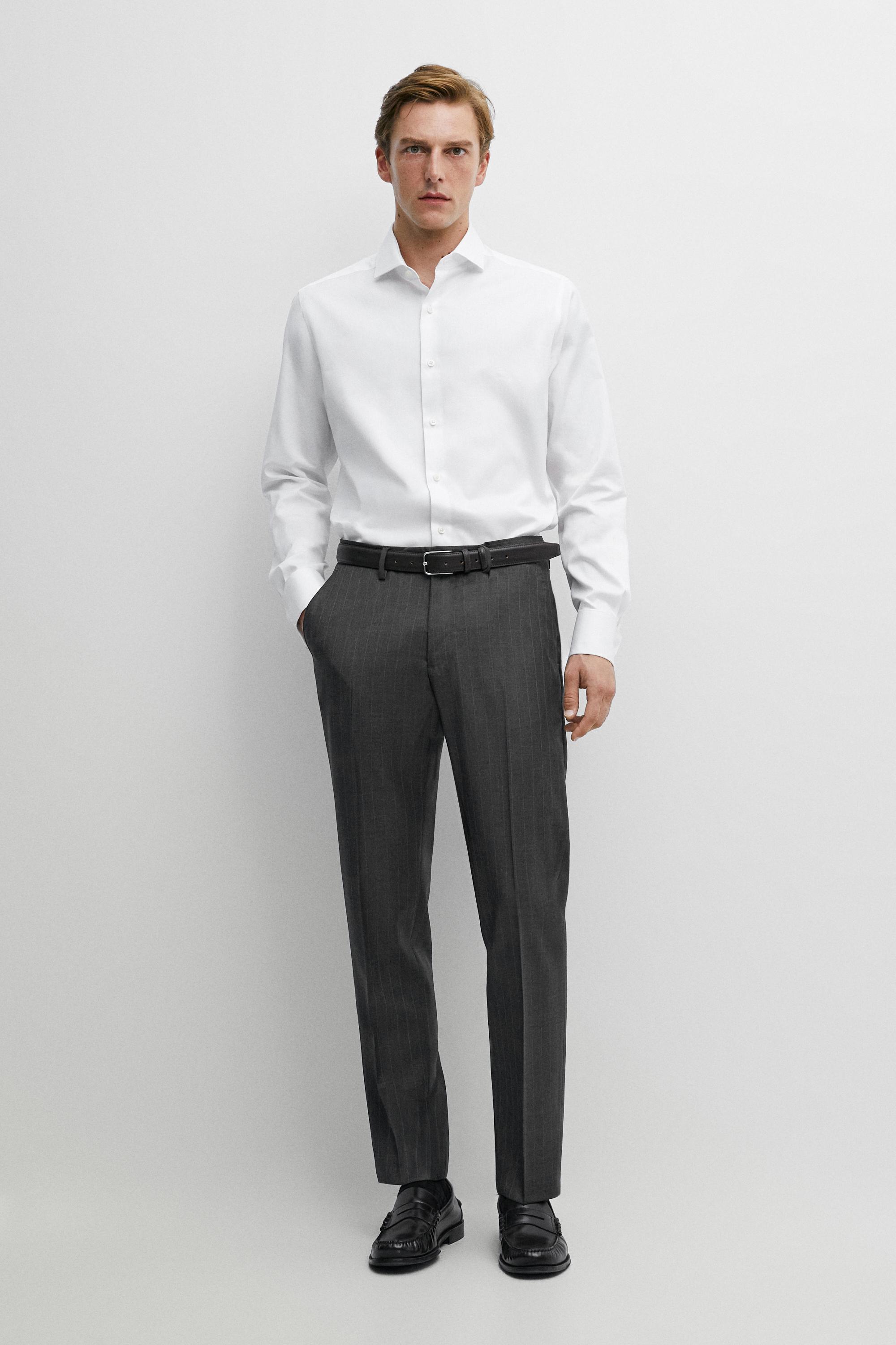 Slim fit cotton shirt with double cuffs