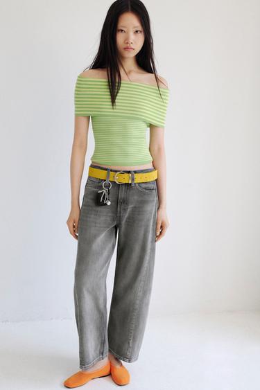 ZWコレクション アンクル丈リラックスフィットミッドライズデニムパンツグレーZaraのZWコレクション アンクル丈リラックスフィットミッドライズデニムパンツ - グレー 
