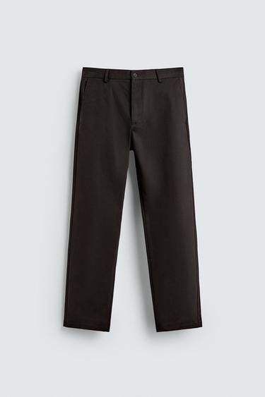Zara SKINNY FIT CHINO PANTS - Dark brown