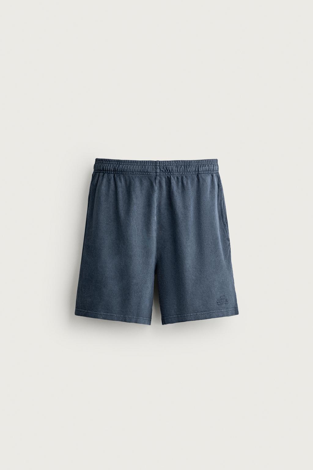 WASHED WAFFLE-KNIT BERMUDA SHORTS