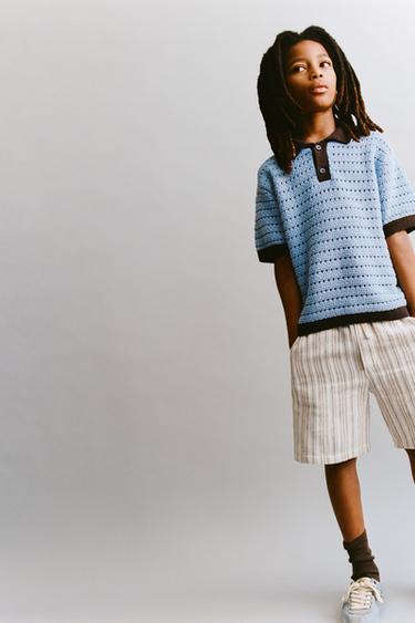 ПОЛО КРЮЧОК — ПАСТЕЛЬНО-СИНИЙ от Zara