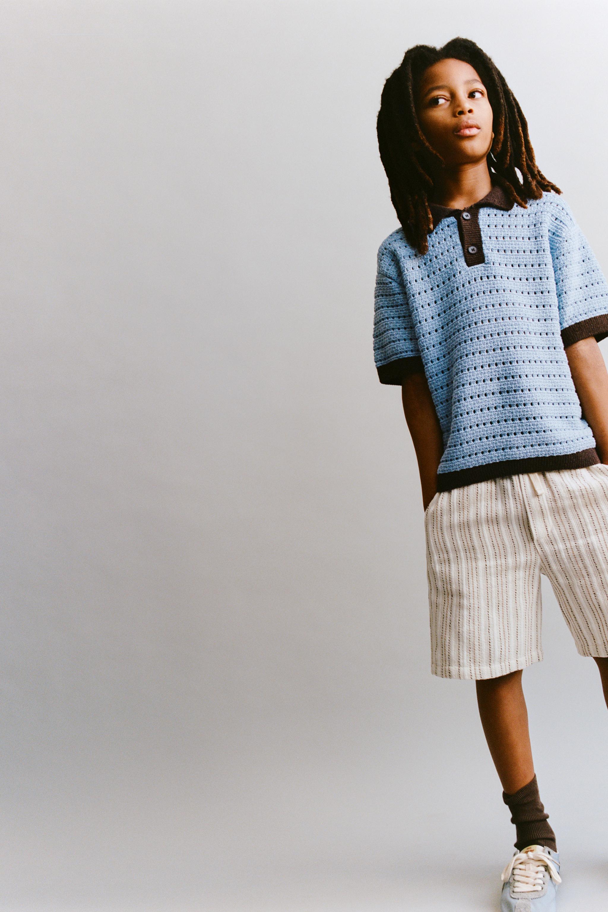 CROCHET KNIT POLO SHIRT