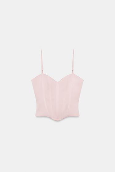 TOP STYLE CORSET SATINÉ - Rose craie de Zara - Image 3