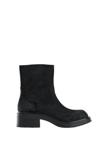 LEATHER ANKLE BOOTS WITH SQUARE TOE