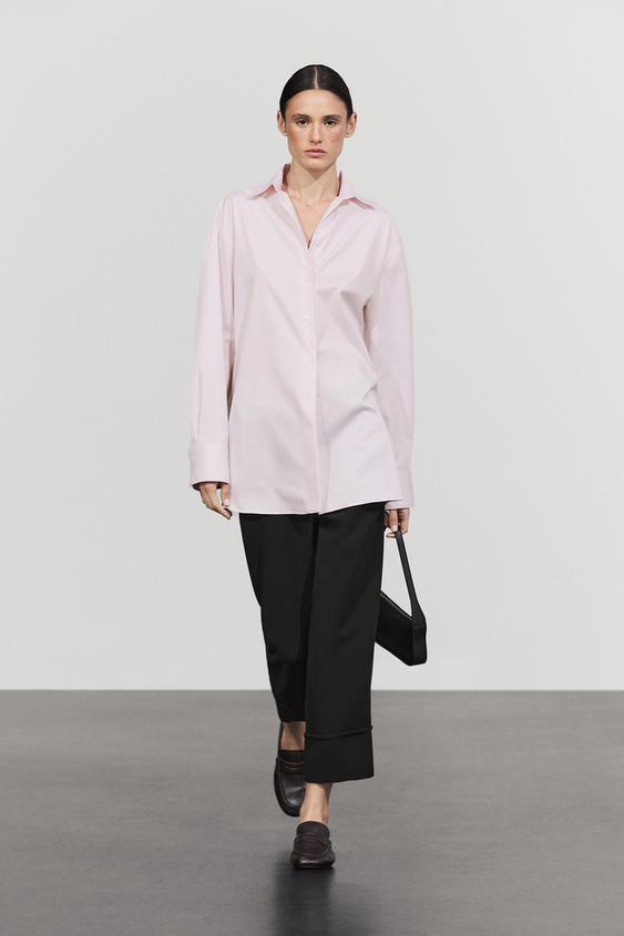 Camisa popelín 100% algodón - Rosa de Zara - Imagen 0