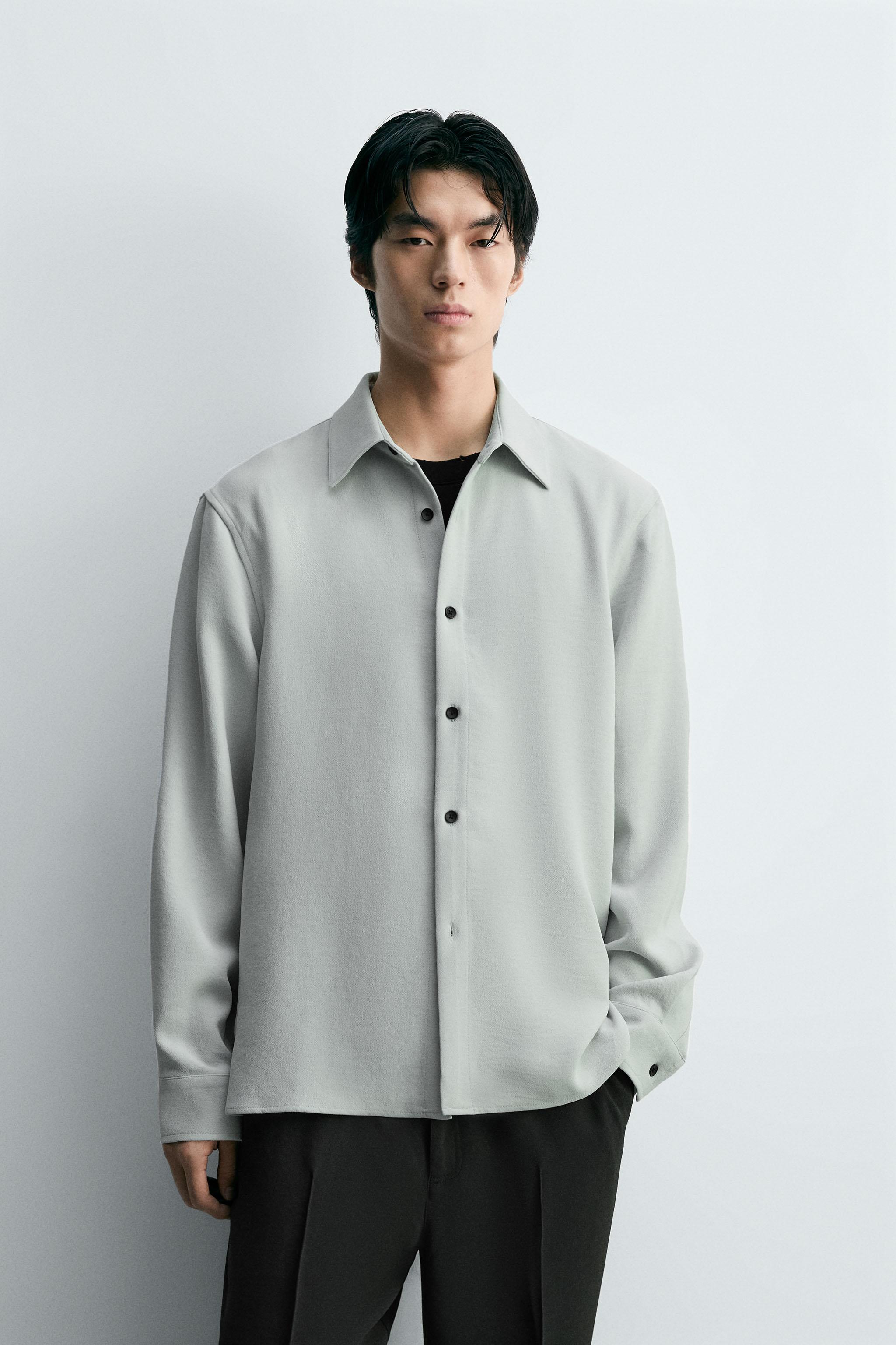 【新品】 ZARA リネン100% プルオーバーシャツ　ポロ　ホワイト　XL ZARA】100% リネンシャツ ホワイト 3090/123/052 (ZARA/シャツ