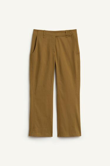 SKINNY TROUSERS WITH LINEN - Khaki by Zara