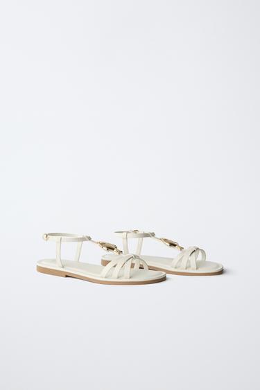 SANDALES À BRIDES - Blanc de Zara - Image 1