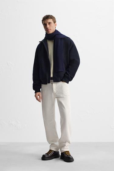 Zara RIB COLLAR JACKET - Navy blue - Image 0