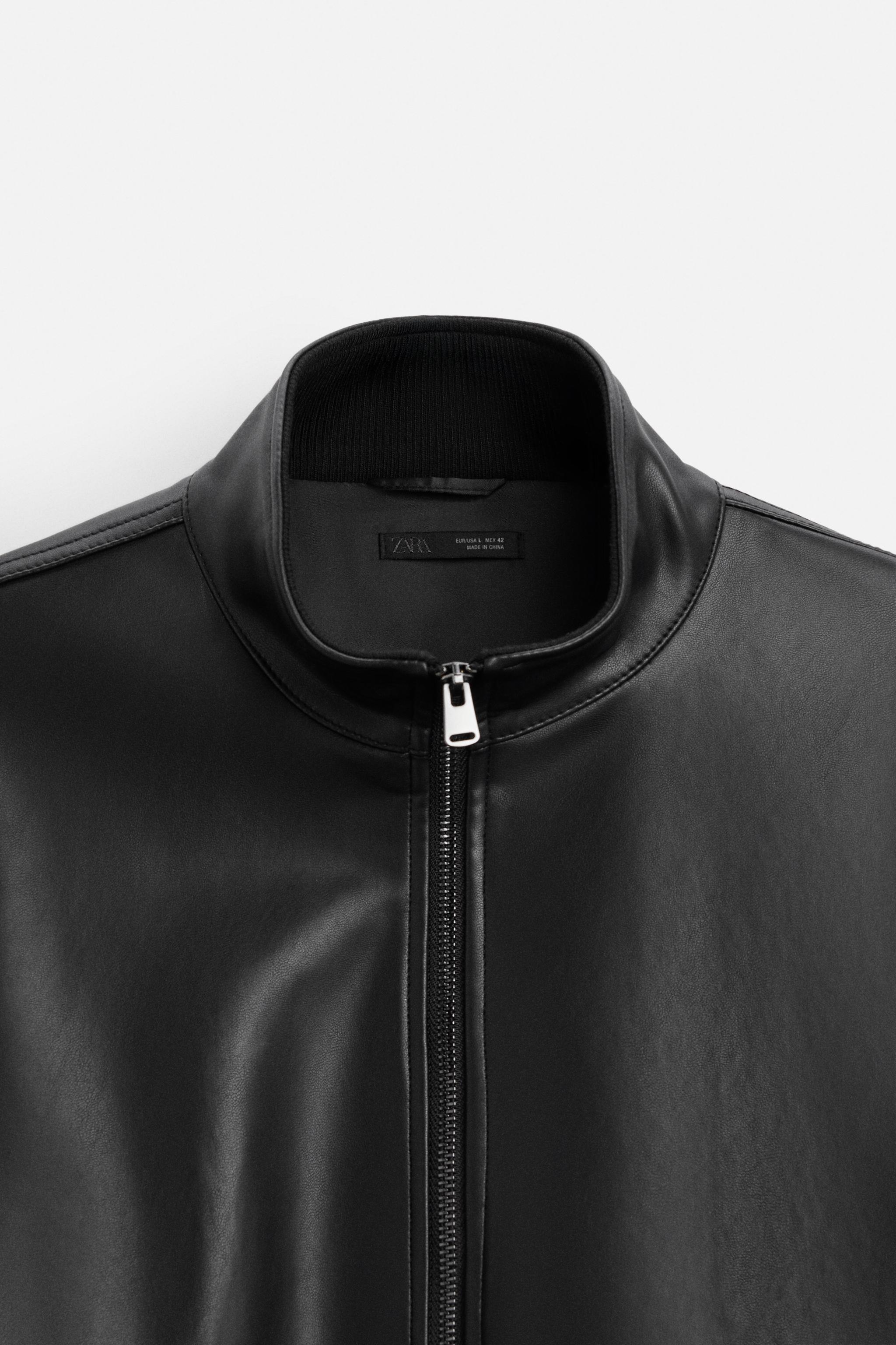 フェイクレザーボンバージャケット - ブラック | ZARA Japan / 日本