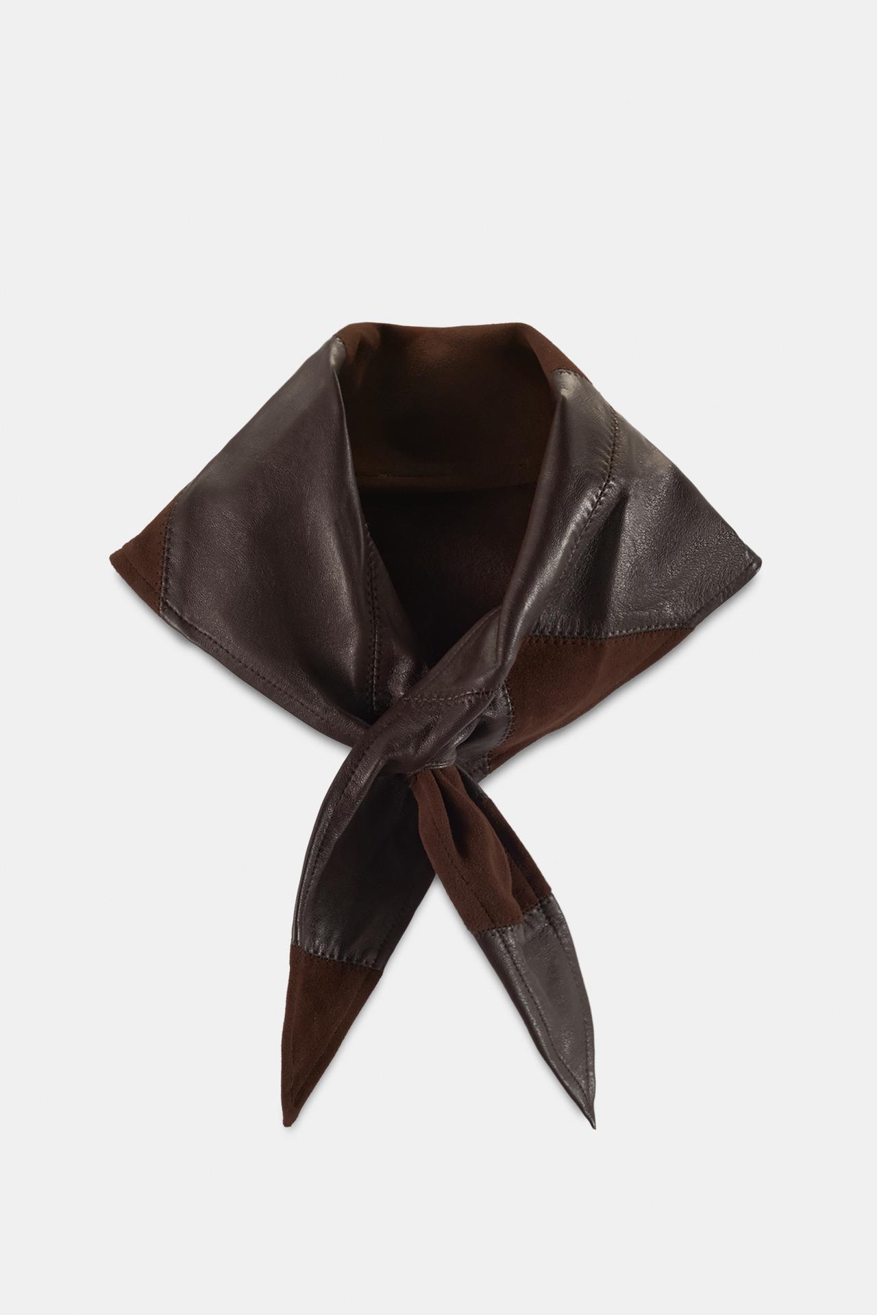 100% SUEDE LEATHER BANDANA — Brown