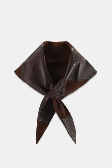 100% SUEDE LEATHER BANDANA — Brown 2