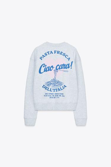 Zara TEXT PRINT SWEATSHIRT - Gray marl