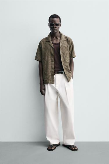 RELAXED FIT TEXTURED JACQUARD SHIRT - mid khaki by Zara