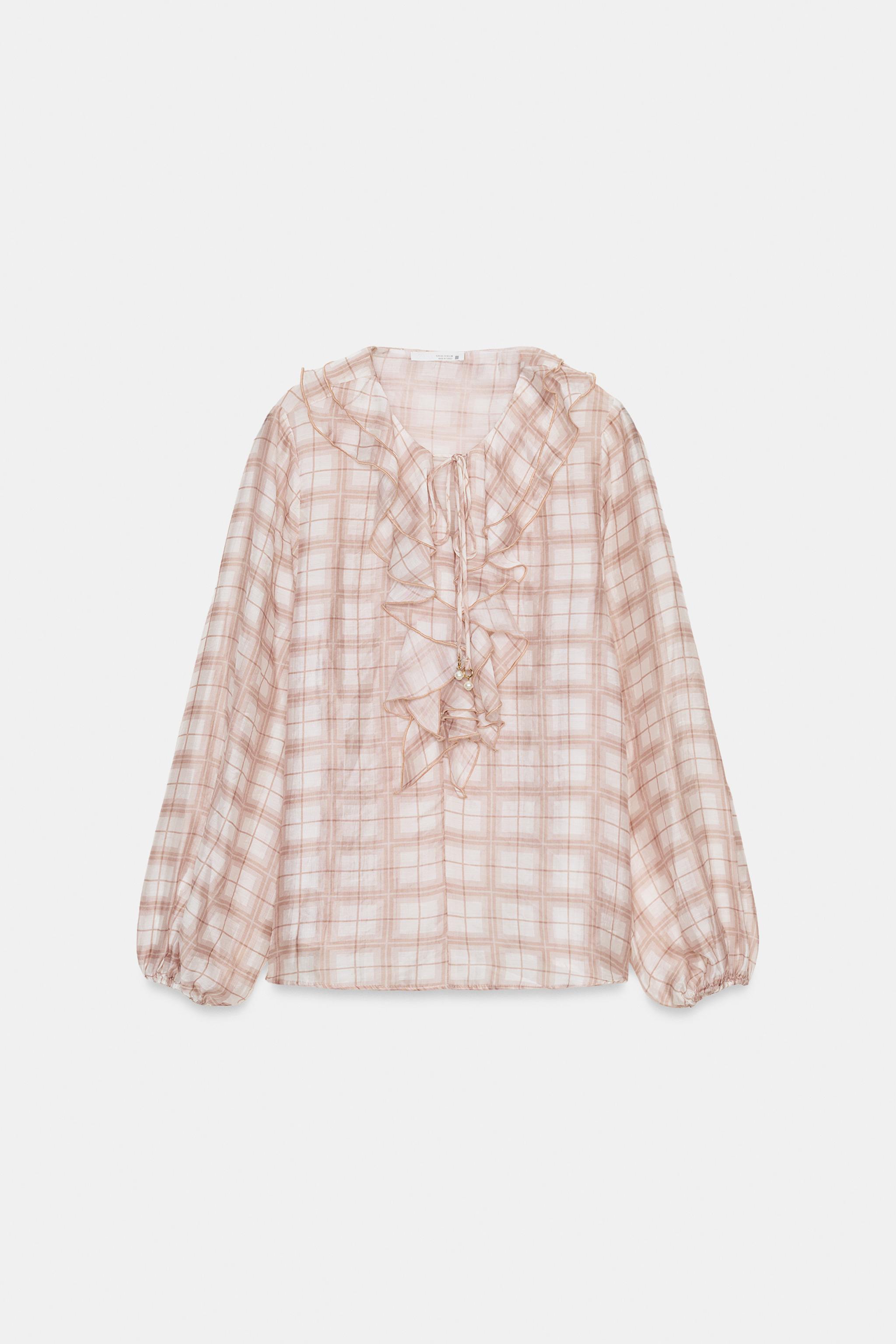 PLAID RUFFLED BLOUSE