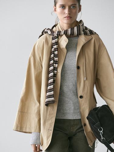 Zara Puff parka with hood detail - Light beige