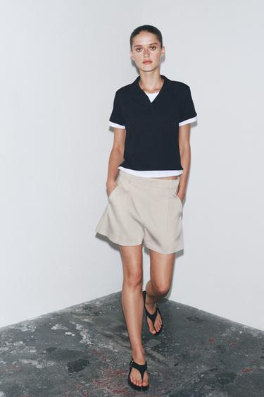 CONTRAST POLO TOP - Navy blue by Zara
