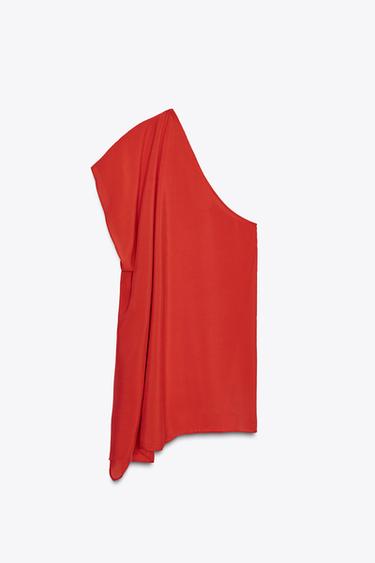ASYMMETRIC FLOWING CAPE - Red / Coral by Zara - Image 3