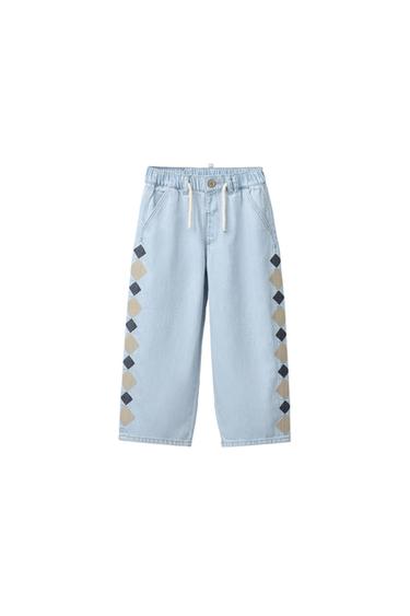 KAVBOJKE S ŠIROKIMI HLAČNICAMI IN VEZENIMI MOTIVI - Svetlo modra od Zare