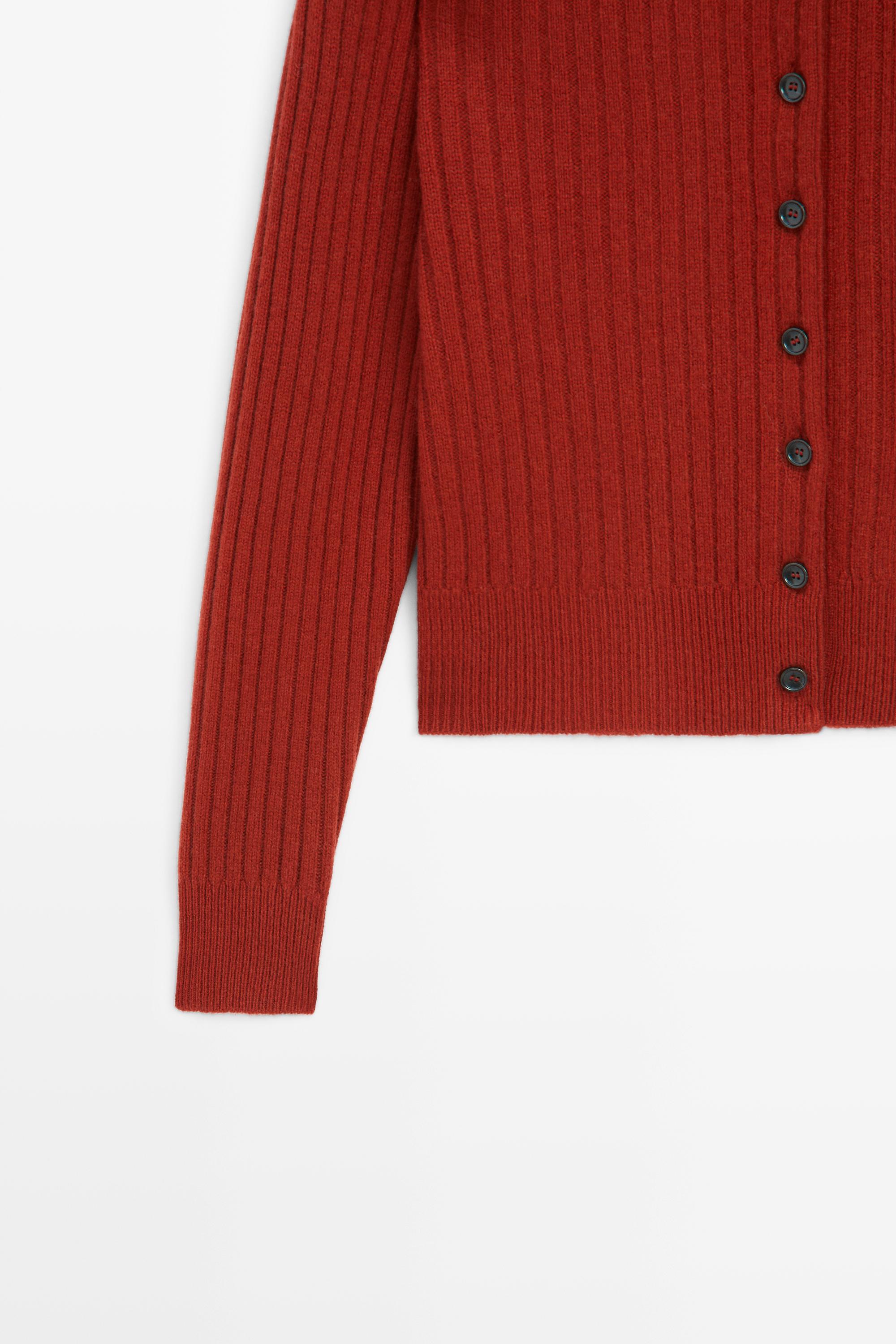 Ribbed knit cardigan with tab detail