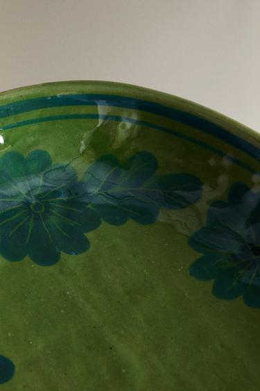 PLAT GRÈS OVALE FLEURS - Bleu / Vert de Zara - Image 4