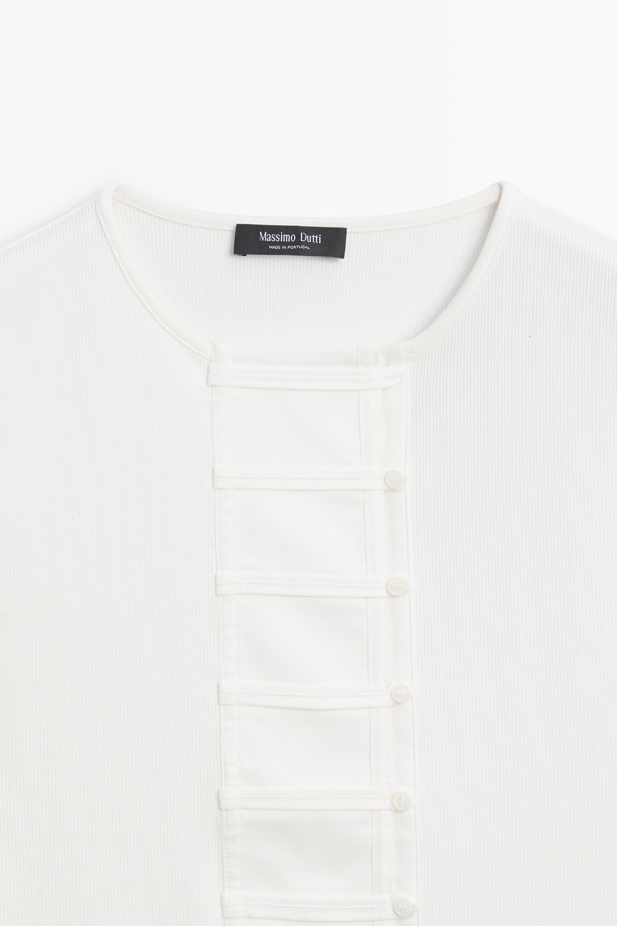 Cotton blend bib detail T-shirt
